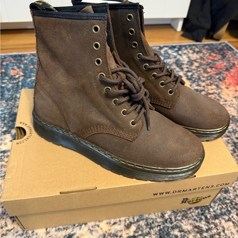 Dr. Martens Brown Suede Lace-Up Ankle Boots - brand new in box